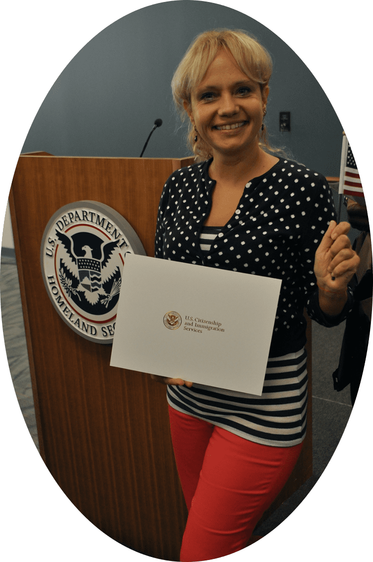 AL Diane receiving US citizenship